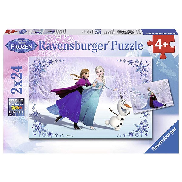 Puzzle 2x24 piese Elsa si Anna pe gheata - Frozen