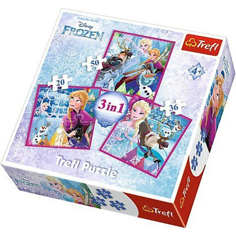 Puzzle Frozen 3 in 1 - 20, 36 si 50 piese