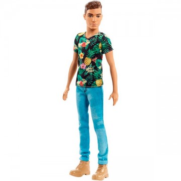 Papusa Ken Fashionistas Saten Barbie cu tricou si pantaloni lungi