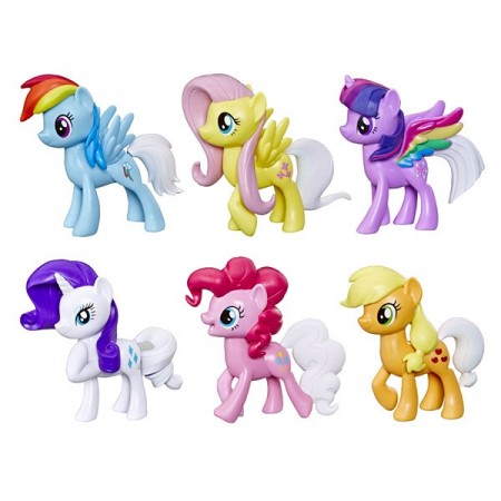 Set 6 figurine ponei cu coada curcubeu My Little Pony
