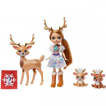 Set de joaca papusa Rainey Reindeer si renii Marathon, Jogger si Gallop Enchantimals