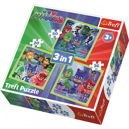Puzzle Eroi in Pijama 3 in 1 - 20, 36 si 50 piese