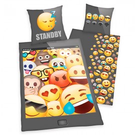 Lenjerie de pat cu 2 piese Emoji 140x200 cm