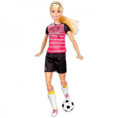 Papusa Barbie Made To Move flexibila fotbalista blonda - Complet Articulata