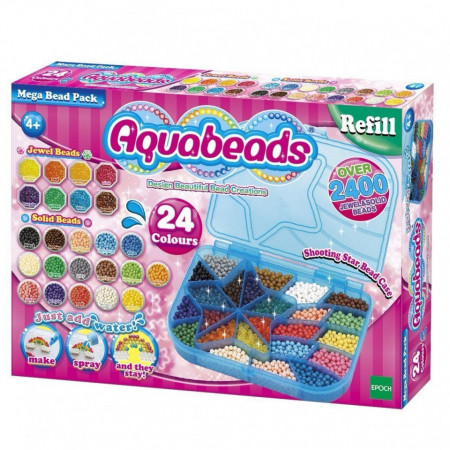 Set creativ Aquabeads cu 2400 margele 24 culori