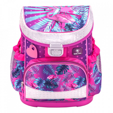 Ghiozdan scoala Belmil Mini Fit - Flamingo Tropical