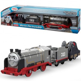 Merlin The Invisible Trenulet Locomotiva Motorizata cu doua vagoan Thomas&Friends Track Master