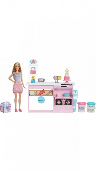 Set de joaca papusa Barbie si atelierul de dulciuri