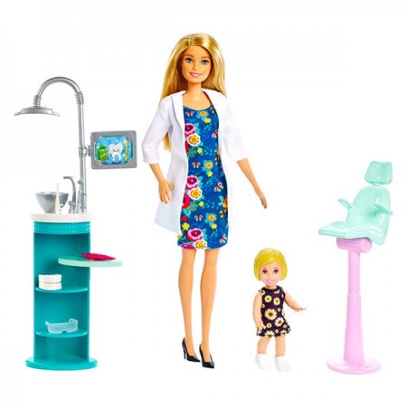 Set de joacă - Papusa Barbie stomatolog cu fetita si accesorii