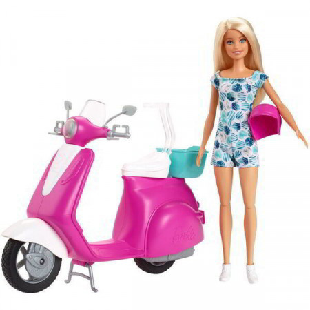 Set de joaca Papusa Barbie cu scuter