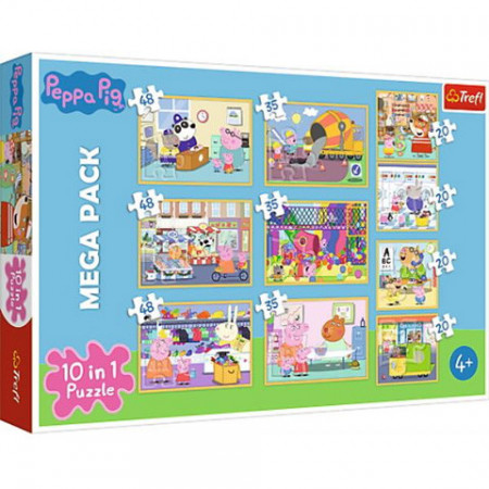 Puzzle Peppa Pig 10 in 1 - 20, 35 si 48 piese