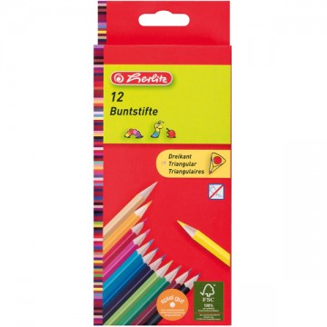 Set 12 creioane colorate triunghiulare Herlitz
