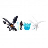Set de joaca Lumea ascunsa a Dragonilor cu figurina Toothless, Light Furry si Hiccup