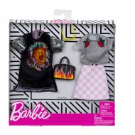 Set haine Barbie - rochie cu imprimeu leu si accesorii