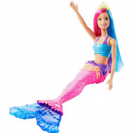 Papusa Barbie sirena cu parul roz si albastru Dreamtopia
