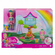 Papusica Barbie Dreamtopia si Casuta din copac cu leagan