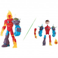 Figurina articulata Ben 10 Omni-Glitch Ben-Heatblast-Shock Rock