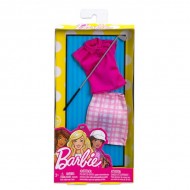 Haine Barbie bluza roz cu fusta in carouri si crosa de golf
