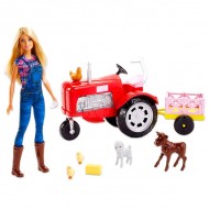 Set de joaca Papusa Barbie fermier cu tractor