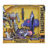 Set figurine transformabile Transformers Buzzworthy Bumblebee Spark Armor - Megatron si Chopper Cut