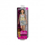 Papusa Barbie Fashionistas cu par colorat si rochie stralucitoare