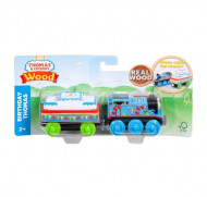 Locomotiva din lemn cu vagon de impins Thomas & Friends Ziua lui Thomas cu sunete