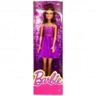 Papusa Barbie bruneta Glitz Doll in rochie mov