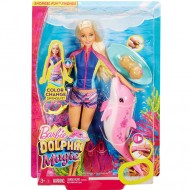 Papusa Barbie cu delfin si echipament de scufundari Dolphin Magic