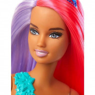 Papusa Barbie sirena creola cu parul mov si roz Dreamtopia