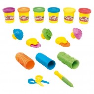 Set 6 borcanase cu plastilina, sabloane si accesorii Play-Doh