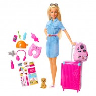 Set Papusa Barbie si accesorii pentru calatorie