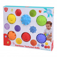 Jucarie senzoriala bebelus - Set 6 mingiute colorate cu texturi diferite Rainbow Play