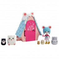 Set de joaca Cabana ursuletilor cu figurine Pawbry Polar Bear si animalute matrioska Enchantimals Secret Besties