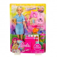 Set Papusa Barbie si accesorii pentru calatorie