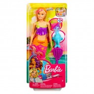 Papusa Barbie sirena blonda cu delfin