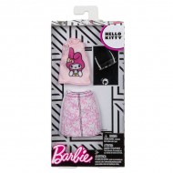 Haine Barbie Hello Kitty tricou roz si fusta cu imprimeu