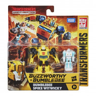 Set figurine transformabile Transformers Buzzworthy Bumblebee War for Cybertron - Bumblebee si Spike Witwicky