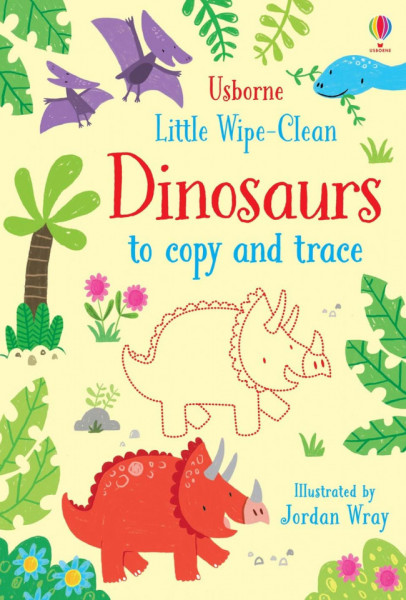Carte de tip scrie si sterge la nesfarsit, cu marker inclus, Little wipe-clean dinosaurs to copy and trace, Usborne