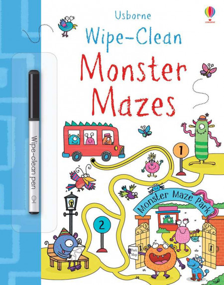 Carte cu marker de tip "scrie si sterge", Wipe-clean Monster mazes, Usborne