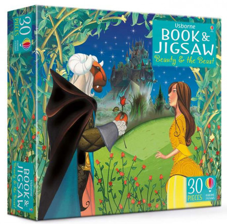 Carte și puzzle 30 piese, Beauty and the Beast picture book and jigsaw, usborne