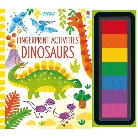 Carte de pictat cu degetele, fingerprint activities dinosaurs, cu tusiera inclusa, Usborne