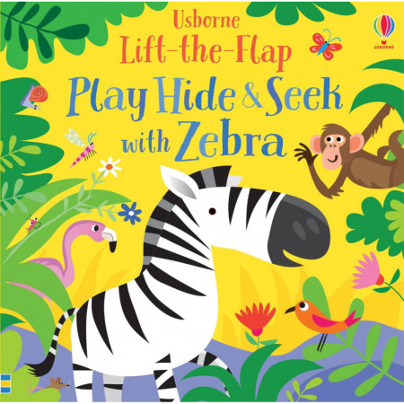 Carte "Play Hide and Seek with Zebra", cu pagini cartonate, 1 an +, Usborne