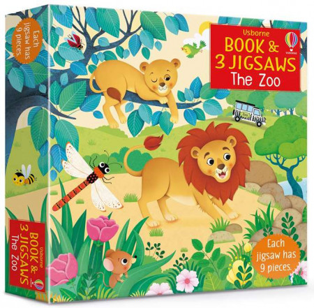 Carte cu trei puzzle-uri, book and 3 jigsaw the zoo