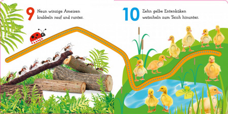 Carte in limba germana, senzoriala, invata sa numeri cu Maxi, Mein buntes Fingerspuren-Buch. Lerne zählen mit Maxi, dk, 1+