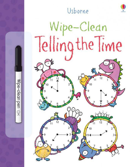 Carte cu marker de tip "scrie si sterge", Wipe-clean telling the time, Usborne
