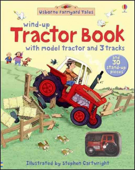 Farmyard Tales Wind-Up Tractor Book , carte cu tractor de jucărie, usborne