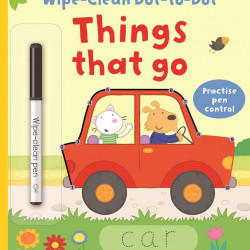 Carte cu marker de tip "scrie si sterge", Wipe-clean dot to dot things that go, Usborne