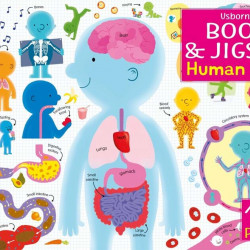 Carte si puzzle 100 piese despre corpul uman, The Human Body jigsaw, Usborne, 5+