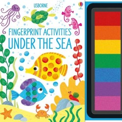 Carte de pictat cu degetele, tusiera cu 7 culori inclusa, Under the sea Fingerprint activities, usborne