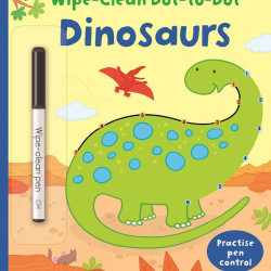 Carte cu marker de tip "scrie si sterge", Wipe-clean dot to dot dinosaurs, Usborne